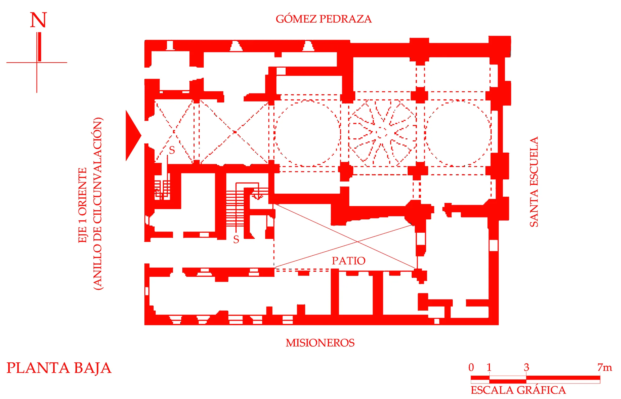 Levantamiento arquitectónico en planta de la Parroquia de Santo Tomás Apóstol La Palma.